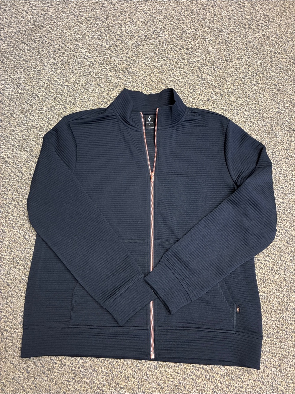 Skechers woman’s Black Full-Zip Quilted with Rose-Gold Trim light weight jacket